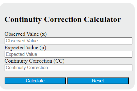 continuity correction calculator