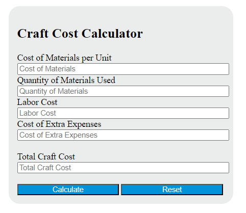 craft cost calculator