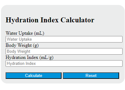 hydration index calculator