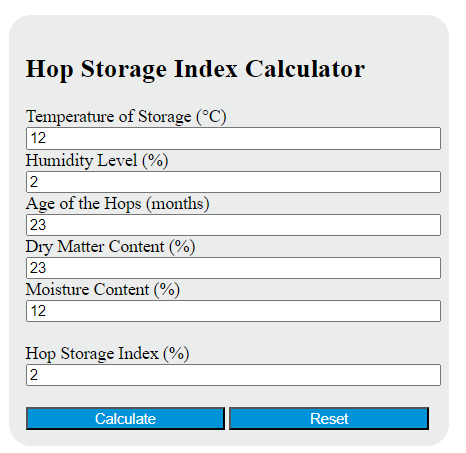 hop storage index calculator