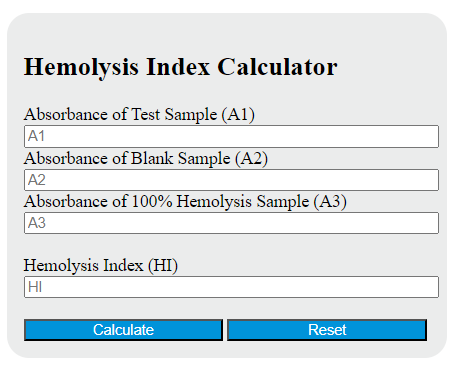 hemolysis index calculator