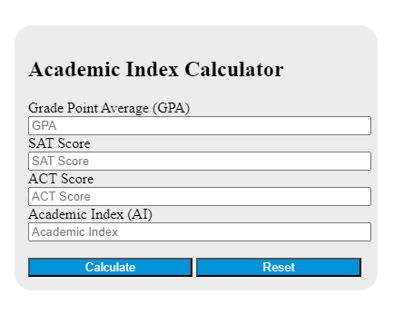 academic index calculator