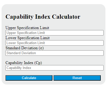 capability index calculator