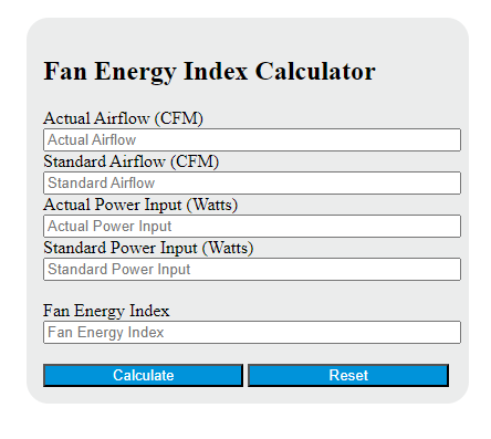 fan energy index calculator
