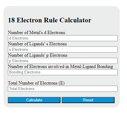 18 electron rule calculator