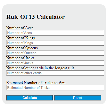 rule of 13 calculator