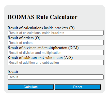 BODMAS rule calculator