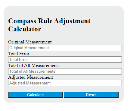 compass rule adjustment calculator
