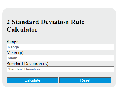 2 standard deviation rule calculator