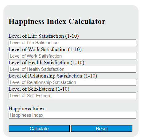 happiness index calculator