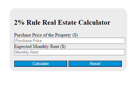 2% rule real estate calculator