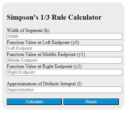 simpson's 1/3 rule calculator