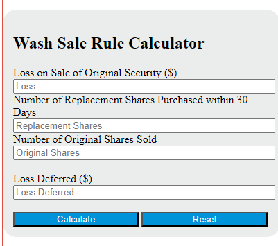 wash sale rule calculator