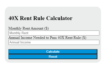 40x rent rule calculator