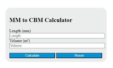 mm to cbm calculator