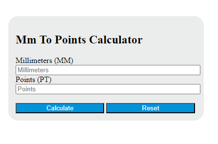 mm to points calculator