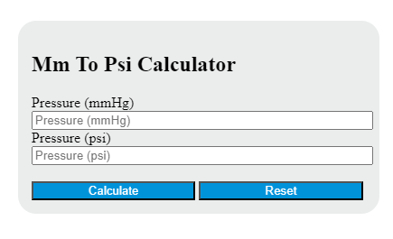 mm to psi calculator