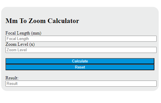 mm to zoom calculator