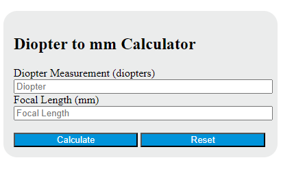 diopter to mm calculator