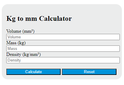 kg to mm calculator
