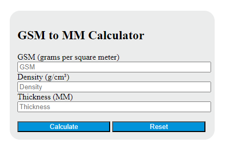 gsm to mm calculator