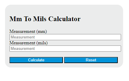 mm to mils calculator