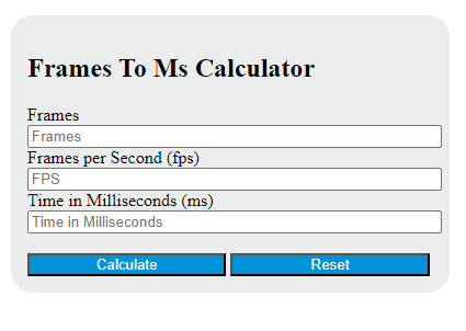 frames to ms calculator