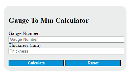 gauge to mm calculator