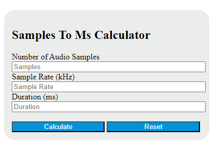 samples to ms calculator