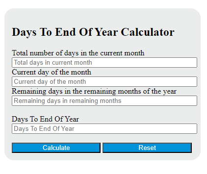days to end of year calculator