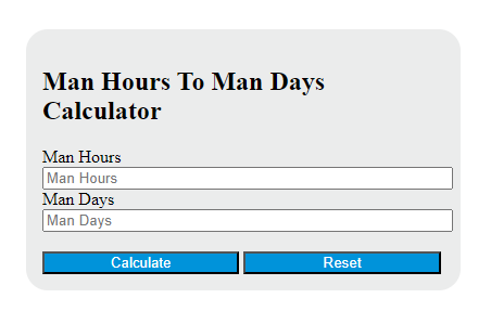 man hours to man days calculator