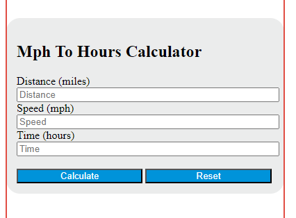 mph to hours calculator