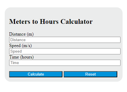 meters to hours calculator