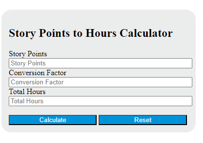 story points to hours calculator