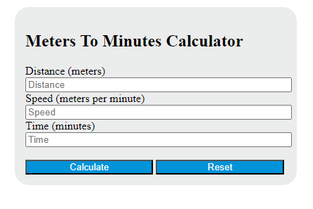 meters to minutes calculator