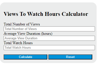views to watch hours calculator