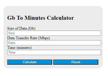 gb to minutes calculator