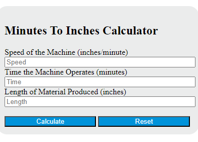 minutes to inches calculator