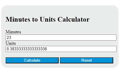 minutes to units calculator