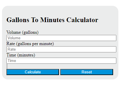 gallons to minutes calculator