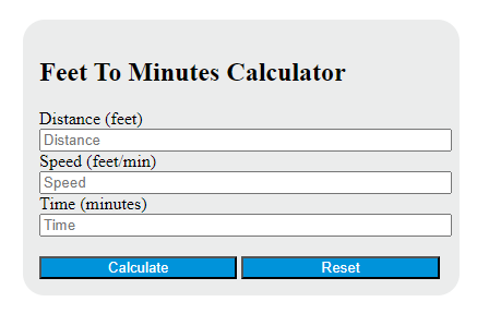 feet to minutes calculator
