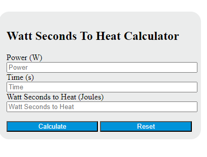 watt seconds to heat calculator