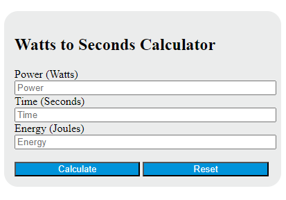 watts to seconds calculator