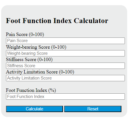 foot function index calculator