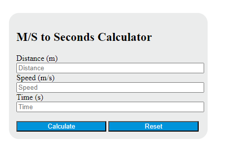 m/s to seconds calculator