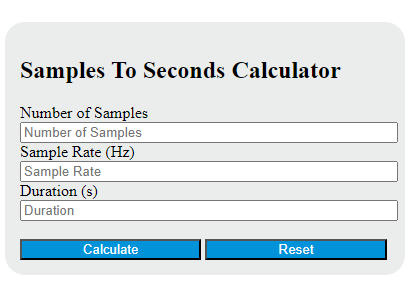 samples to seconds calculator