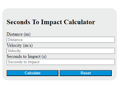 seconds to impact calculator