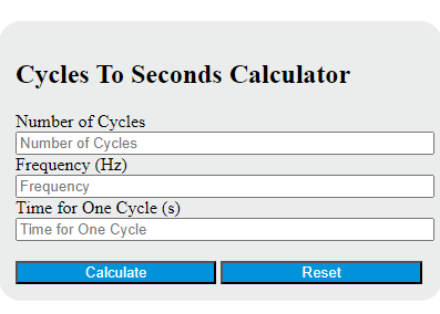cycles to seconds calculator