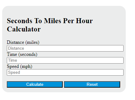 seconds to miles per hour calculator