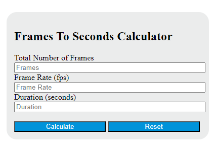 frames to seconds calculator
